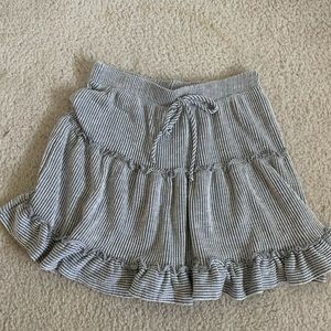 grey and white stripped mini skirt